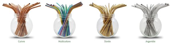 Bambaw -- Pailles en inox dorées x 100